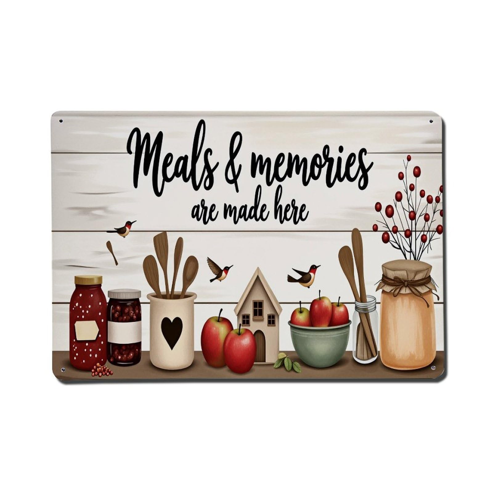 Meals Memories Made Here Kitchen Decor Tin Sign Vintage Metal Poster, Home Bar Garage Man Cave Cafe Indoor & Outdoor Wall Decoration 8x12Inches