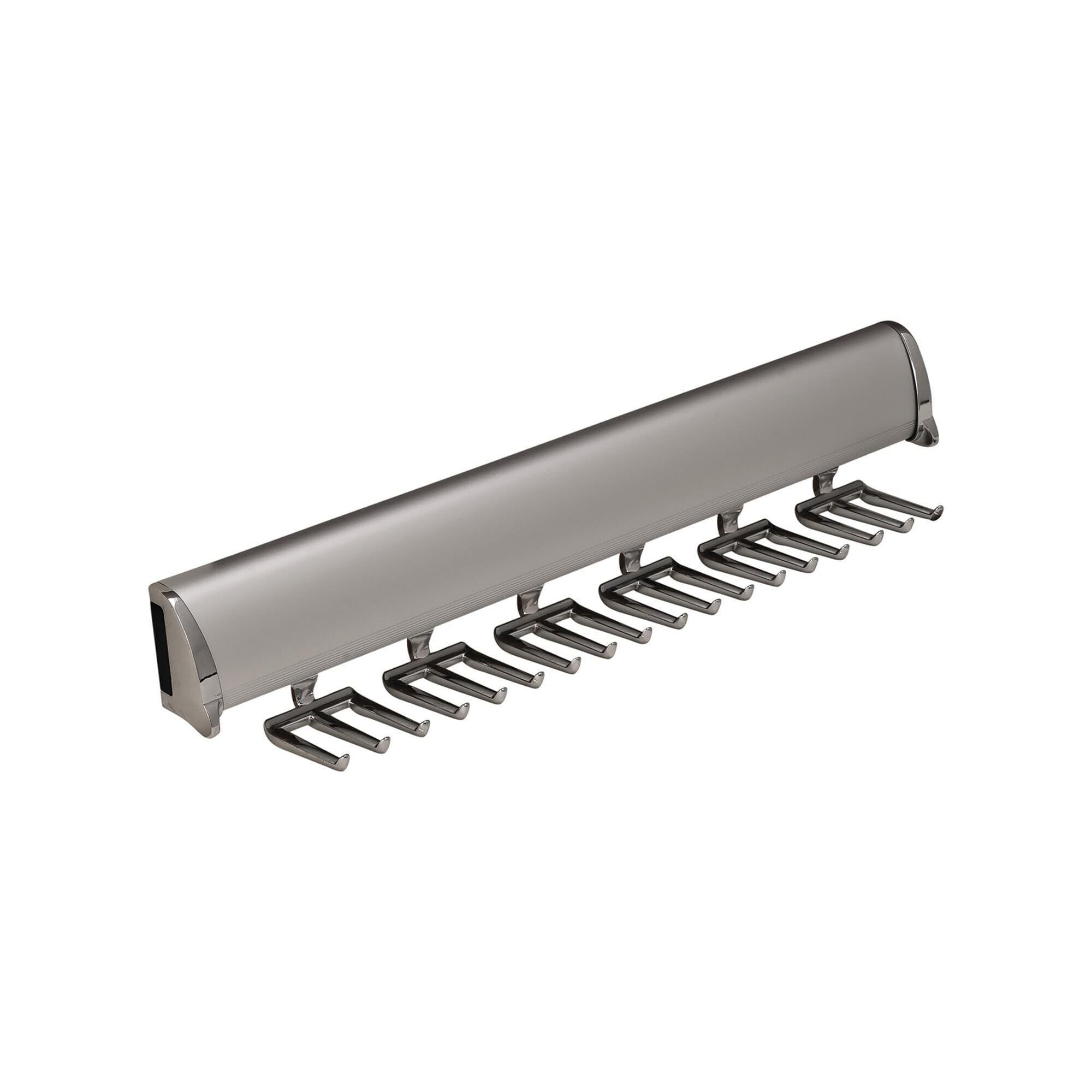Brixwell QIMX-002 Tie Rack, 18 Hook with Full Extension Slide Matt Aluminum Finish