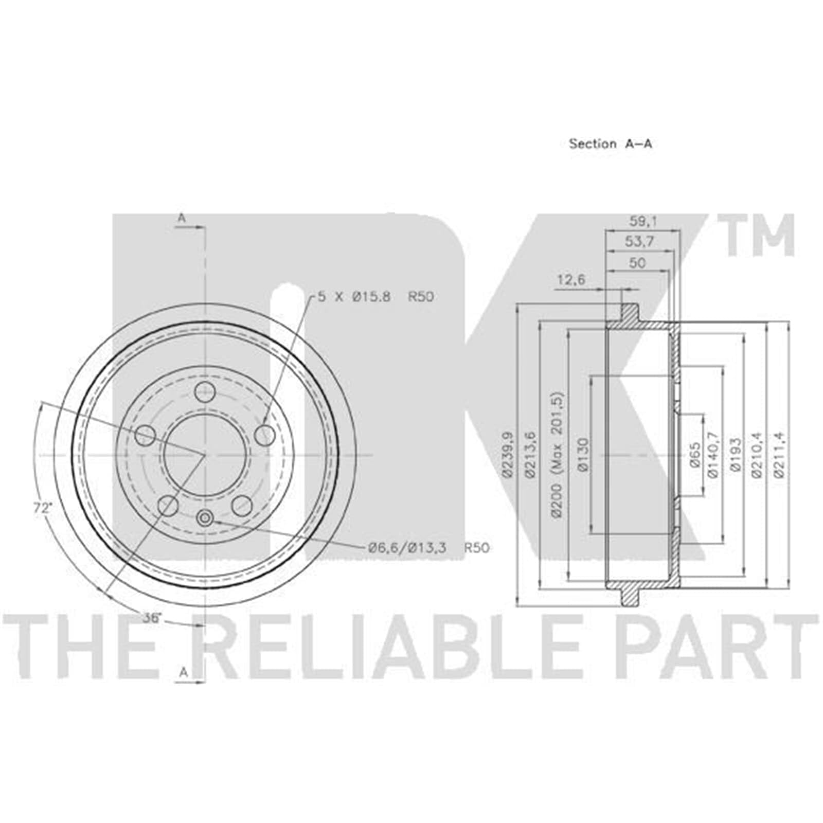 2x NK Ø 200mm Bremstrommeln hinten | 2x 254727 passend für A2 Cordoba Ibiza