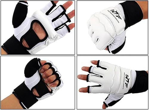 Miniatura 8 de Wonzone Guantes de boxeo de medio dedo TaekwondoMuay Thai saco de boxeo guantes de entrenamiento para gimnasio y medio guante Negro, Azul /