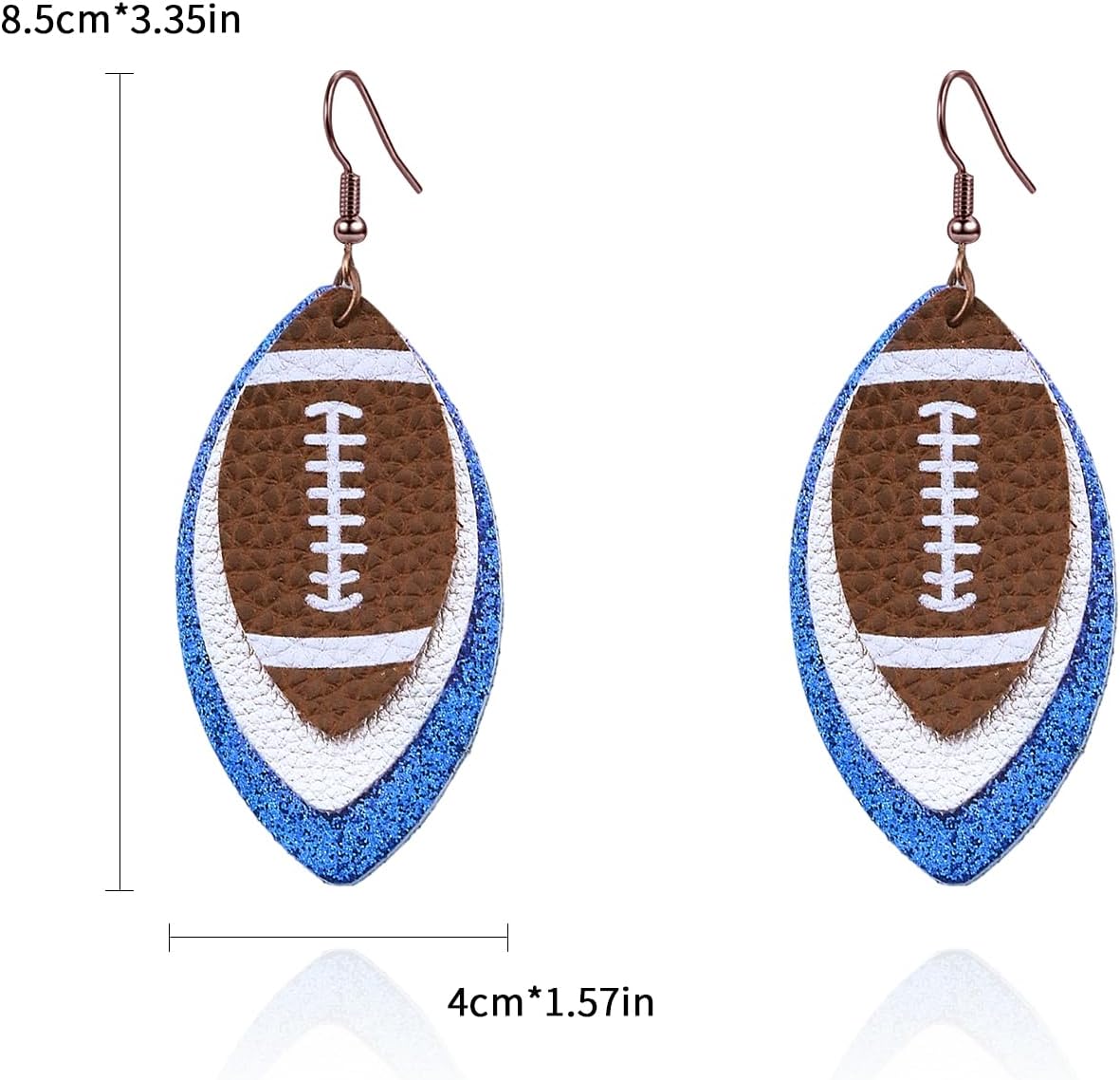 Colorful Layered Football Earrings for Women Glitter Sports Lover Feather Earrings Leather Rugby Dangle Earrings Funny Sports Game Day Jewelry - Image 5