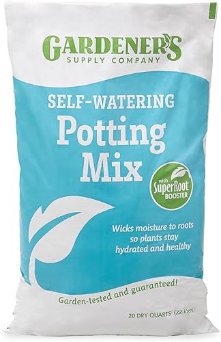 Gardener's Supply Company Mezcla de tierra orgánica para macetas de riego automático  Suelo orgánico de alto contenido de nutrientes a base de