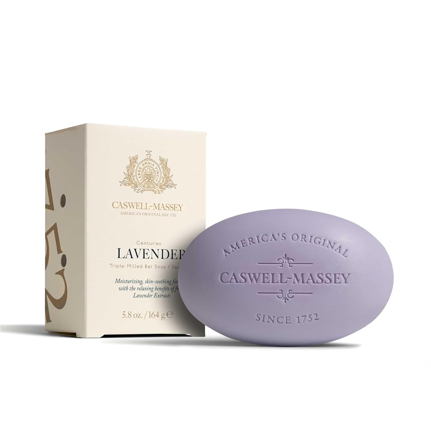 Caswell-Massey Lavender Triple-Milled Bar Soap - Natural Moisturizing Body Wash for Women, Soothing Floral Scent, Plant-Based, Cruelty-Free, USA Made 5.8oz