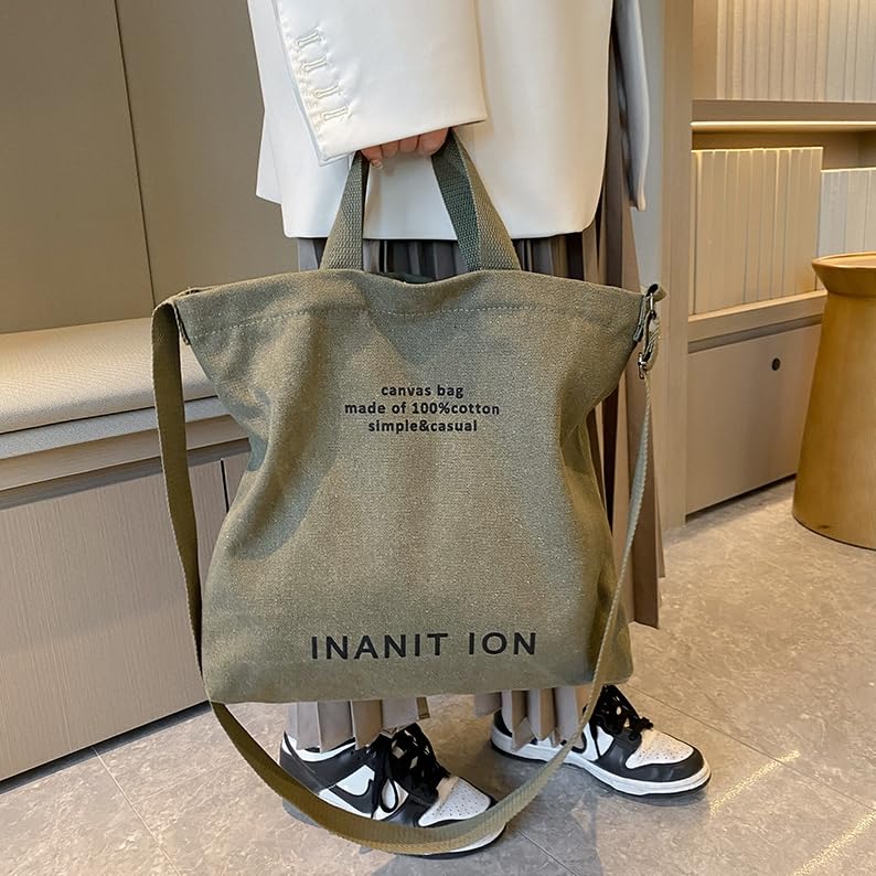 Bolso cruzado estilo japonés de lona – Bolso bandolera grande y portátil de lona lavada para hombres y mujeres miniatura 2