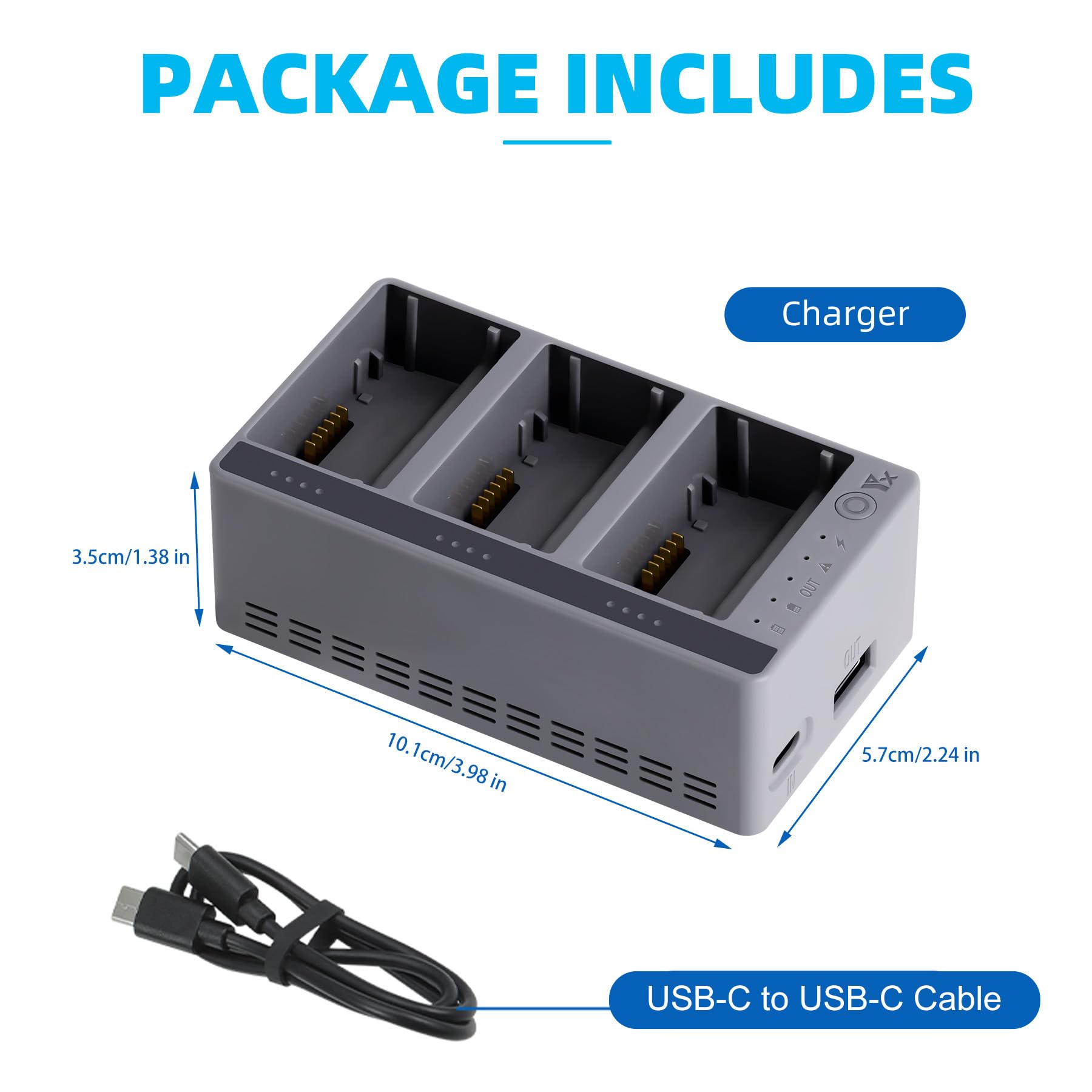 Chargeur de batterie rapide 100 W avec charge de stockage pour drone DJI Mini 5 4 3 Pro, hub de charge bidirectionnel, charge trois batteries accessoires
