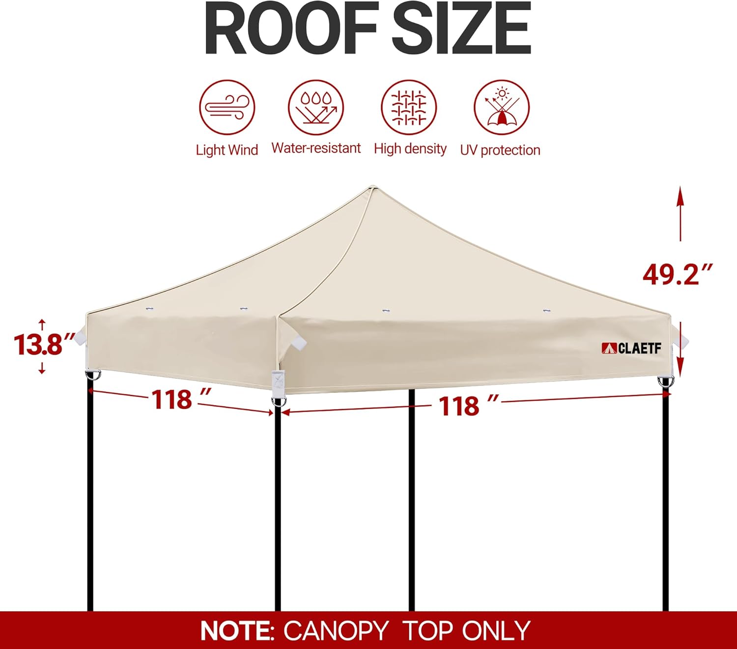 10x10 Canopy Replacement Top,Pop Up Canopy with 8 Drainage Holes,Canopy Tent Top Cover for Outdoor,Garden,Patio,Pavilion,Sun Shade.(TOP Only) (Khaki)