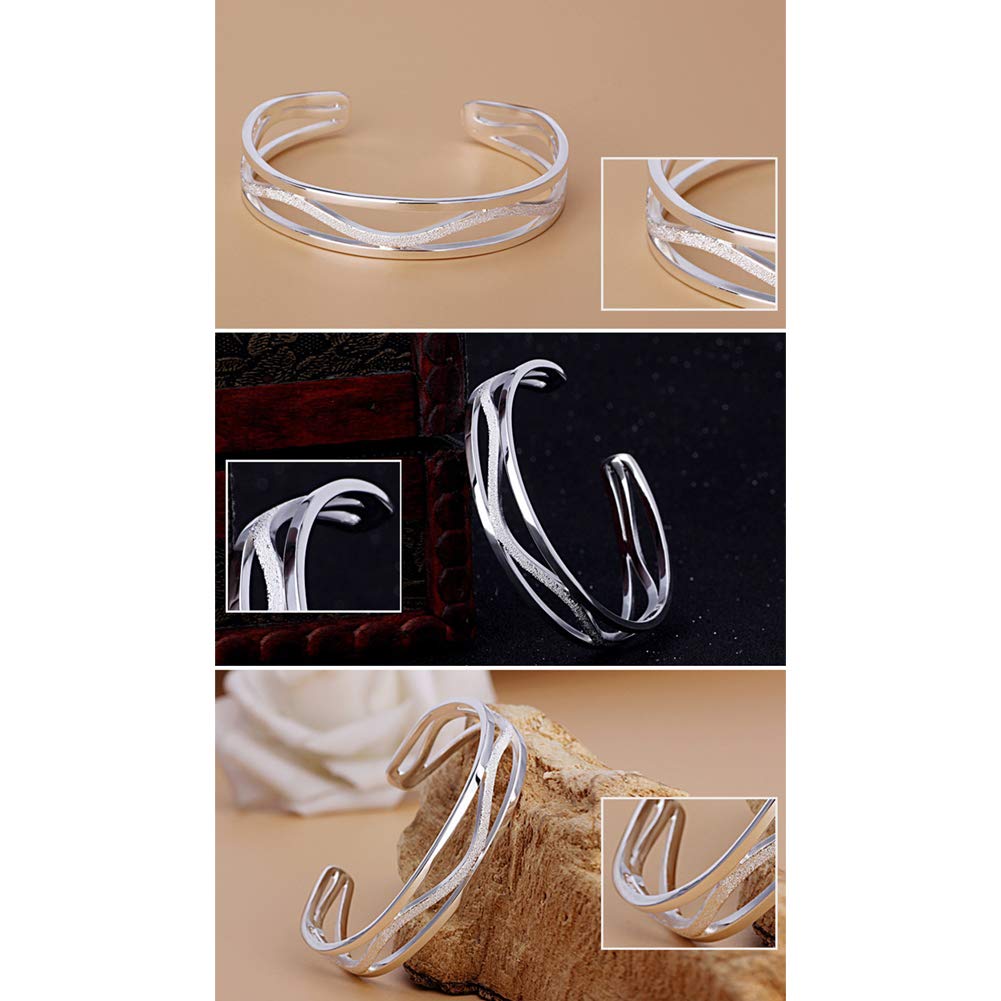 Bracelet en Argent Ouvert Bijoux de Bracelet en Argent Sterling de Tempérament de Charme de Mode de Femme