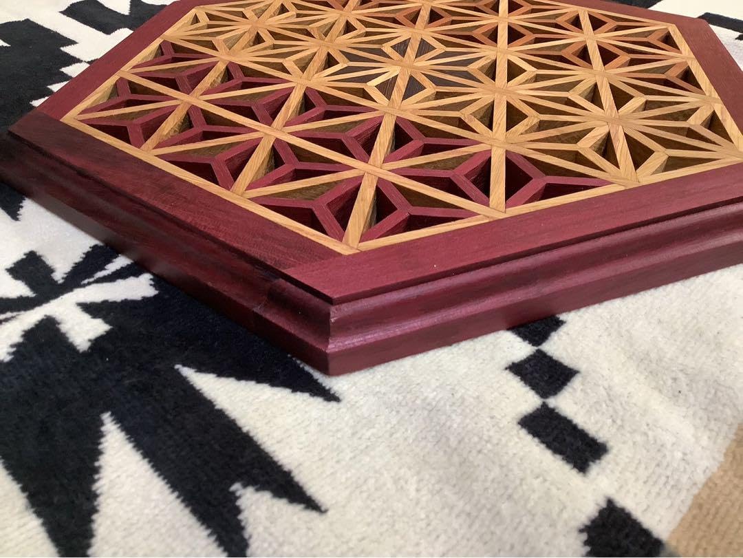 三脚テーブル天板　組子細工ヘキサゴン113 三脚テーブル天板 組子細工ヘキサゴン113 三脚テーブル天板 組子細工