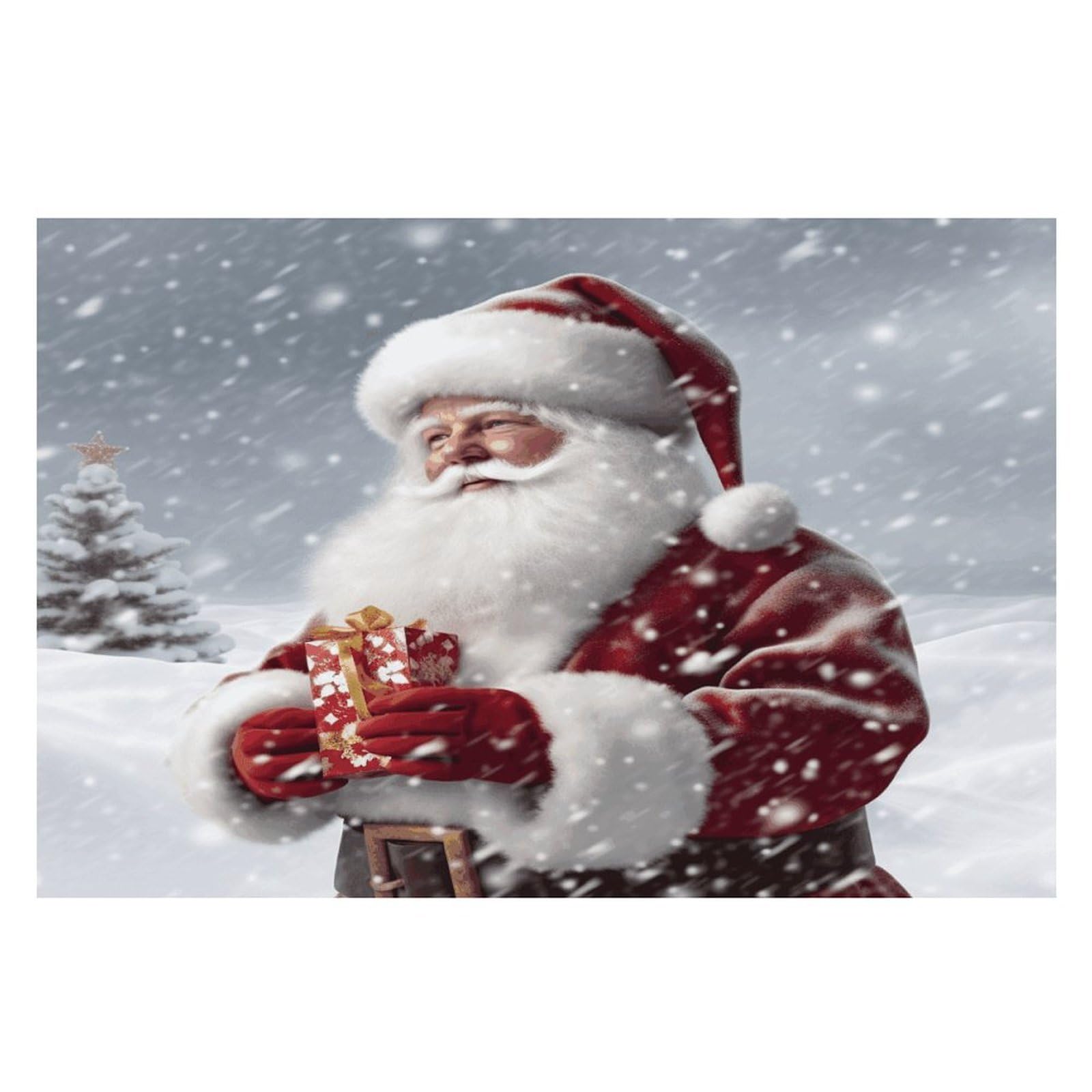 Santa Claus Snow Secenry Placemats Heat-Resistant Washable Place Mats Anti Slip Dining Table Place Mats Wipeable Dining Table Mats Kitchen Decoration Placemats 17.7’’×11.8’’