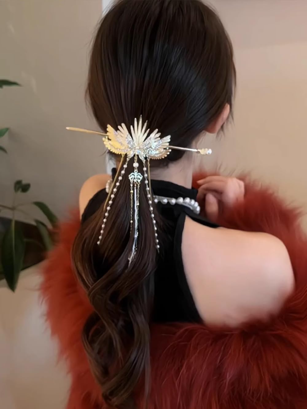 El pelo, el cabello, Horquilla con borlas y horquilla Qipao de estilo antiguo chino de alta gama