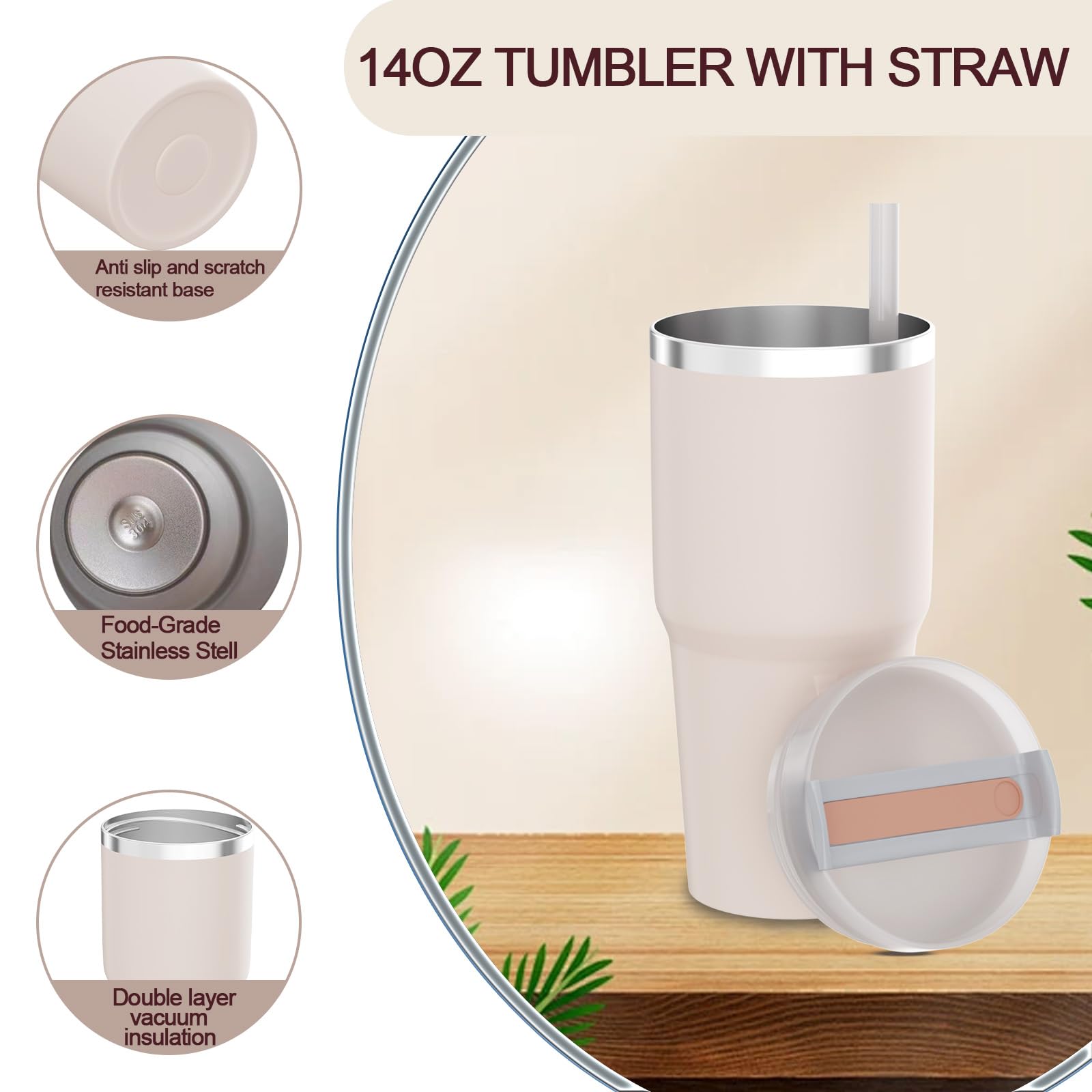 Drinco - Gobelet en acier inoxydable de 20 oz | Tasse isotherme à double paroi sous vide avec couvercle, 2 pailles, pour boissons chaudes et froides (20oz bleu roi, 20oz