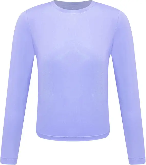 Kids Yoga Crop Top - Long Sleeve Sports T-Shirt for Girls 5-14 Years