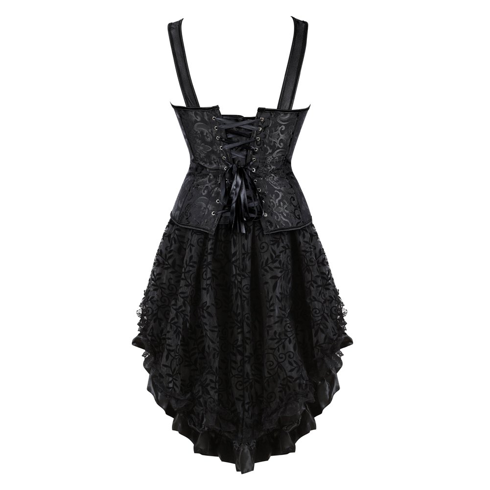 Corsetto Donna Bustino Casual e Gonna Tutu Spallacci Goth