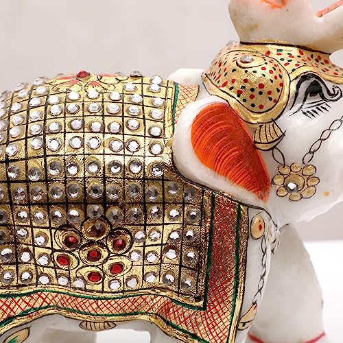 Marble Elephant Large 5 inch Big Size Home Decor Statue for Living Room, Indoor, Front Door, Office, Gifts (Jewelled) — photo — 6 of 9