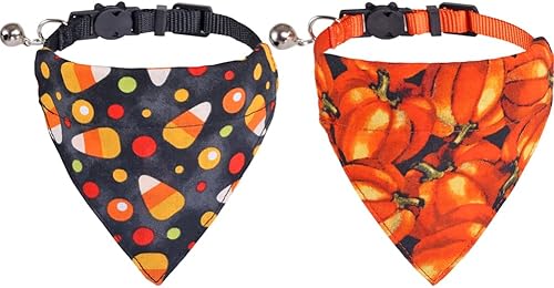 Miniatura 9 de Collares de Pascua para gatos, con bandana, campana, collar ajustable para perros pequeños, cachorros, niñas y niños