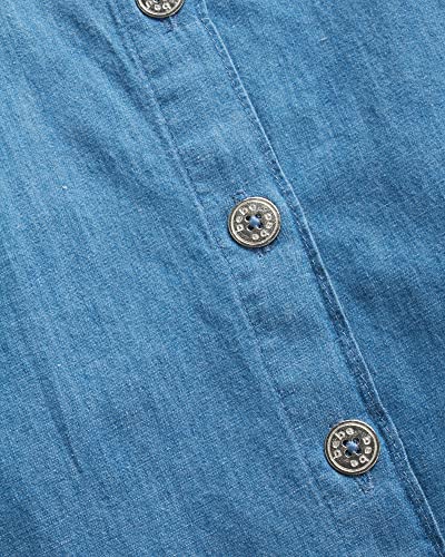 Bebe Girls' Shirt Dress - Lightweight Ruffle Cap Sleeve Button Down Woven Sundress (4-16), Size 14-16, Medium Denim #TOP2