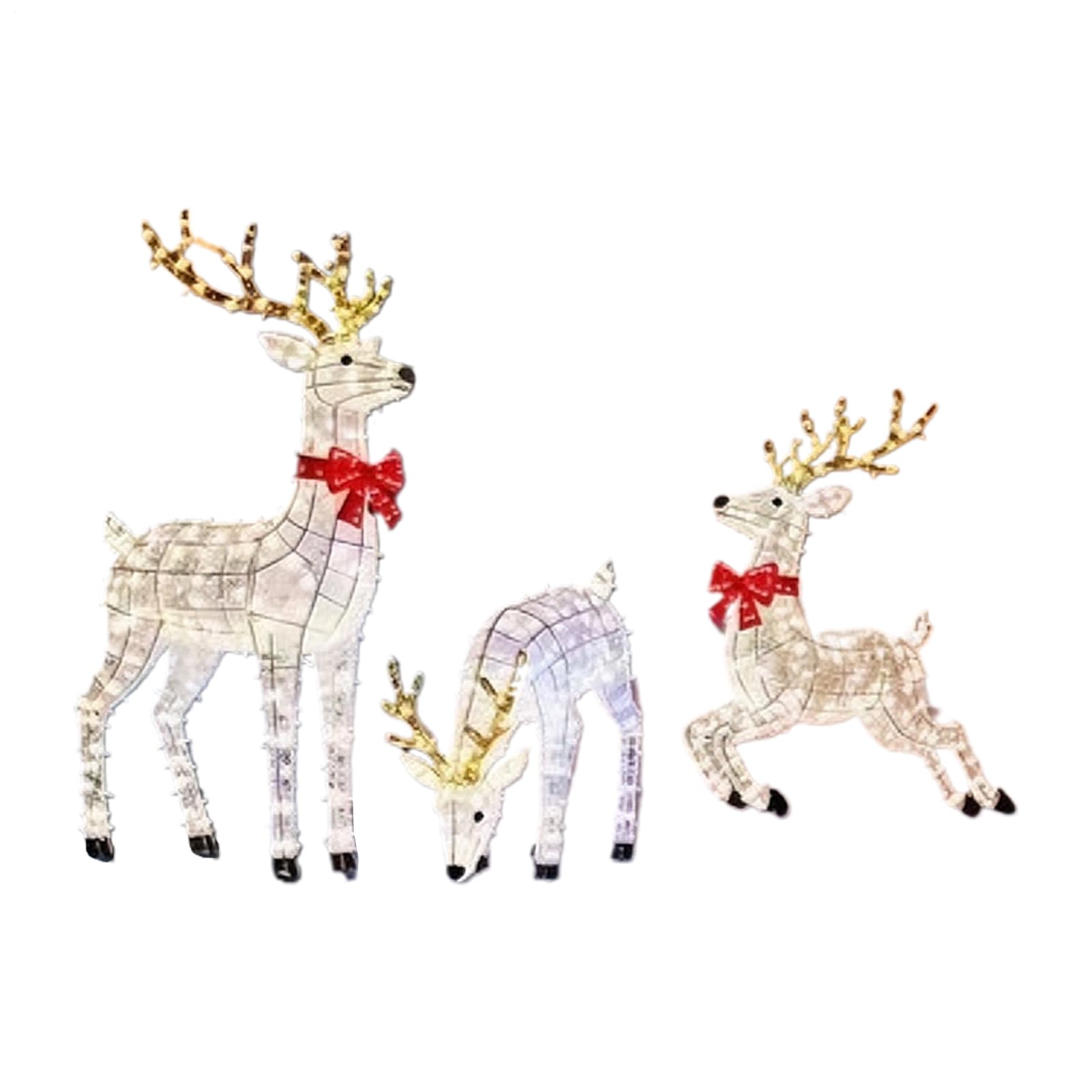 Generisch Reno iluminado decoración navideña para el jardín 3 piezas | Renos iluminados para exteriores para el hogar, Navidad, césped, jardín, tiempo nocturno, pasarela, invierno