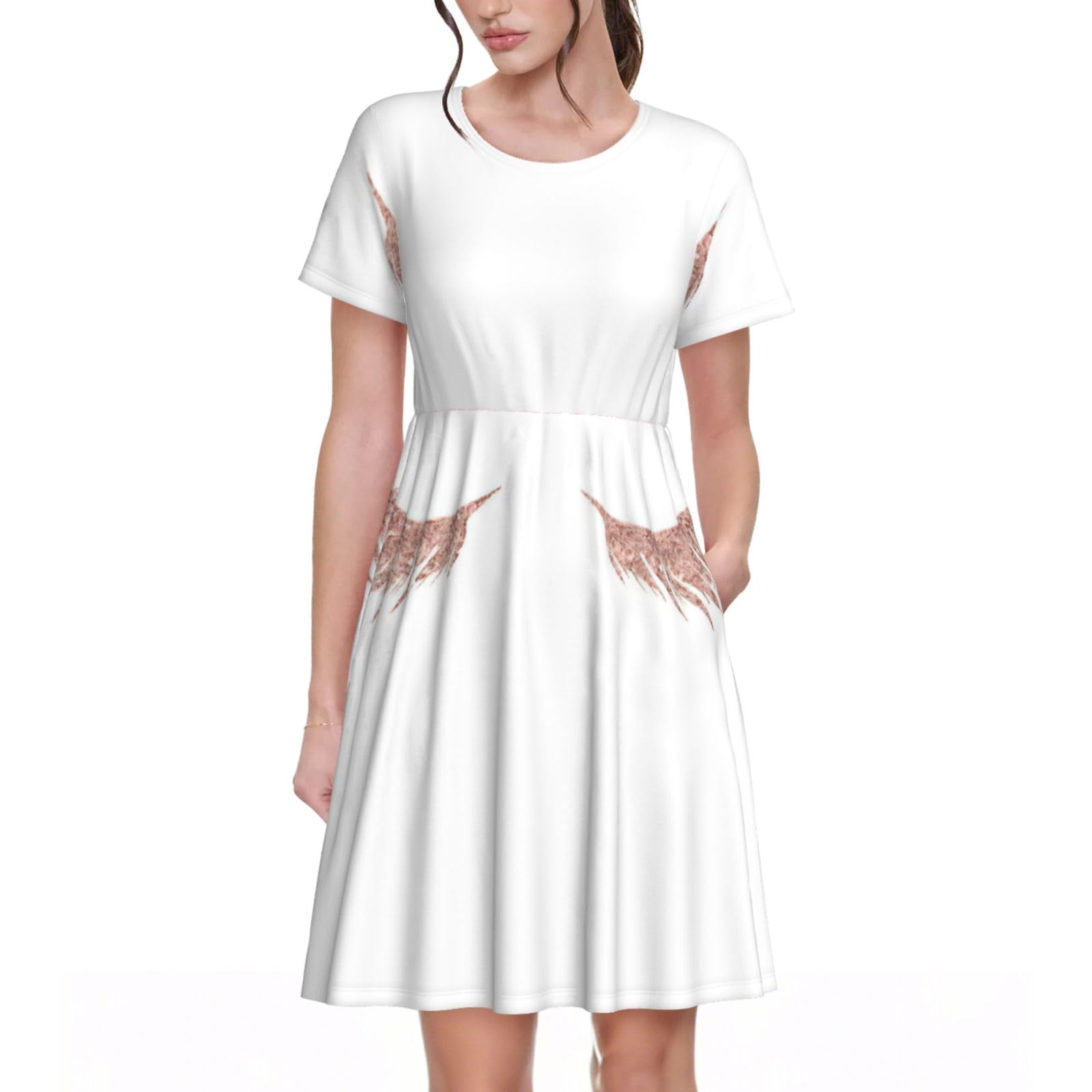 Robe d'été à poches décontractée et fluide couleur rose doré - 8