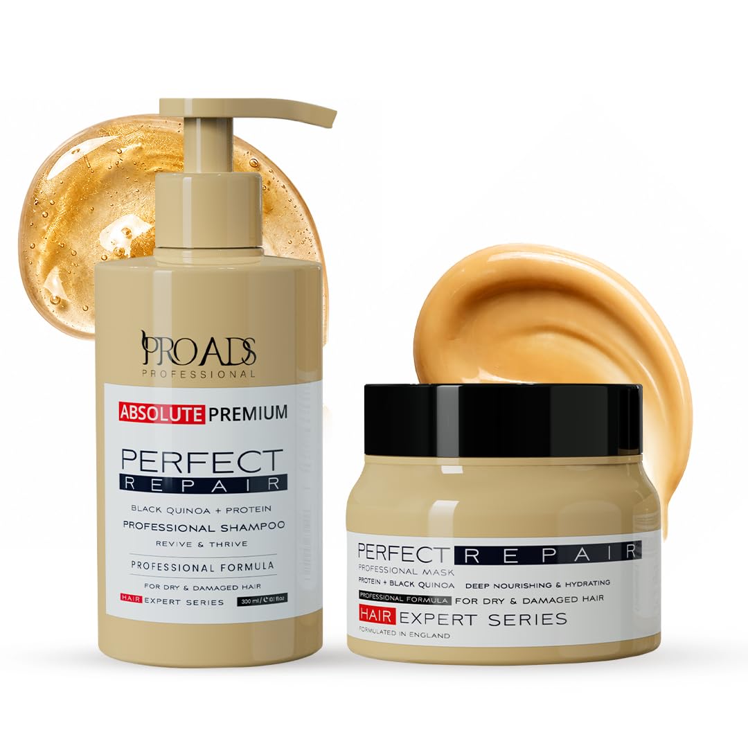 PRO ADS Professional Perfect Repair Shampoo & Hair Mask Combo | Shampoo for Dry & Damaged Hair with Protein & Black Quinoa | Deep Nourishing Hair Repair Care | Hair Expert Series | 300 ml Shampoo + 250 ml Mask-image-8