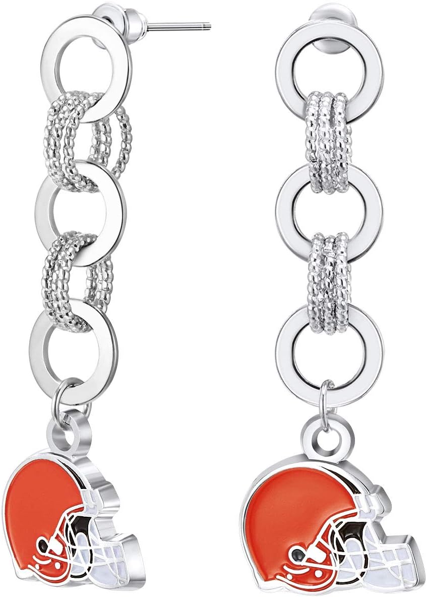 NFL Circle Links Post Earrings | Sports Fan Jewelry Gift | Fashion Jewelry | Birthday for Women and Girls