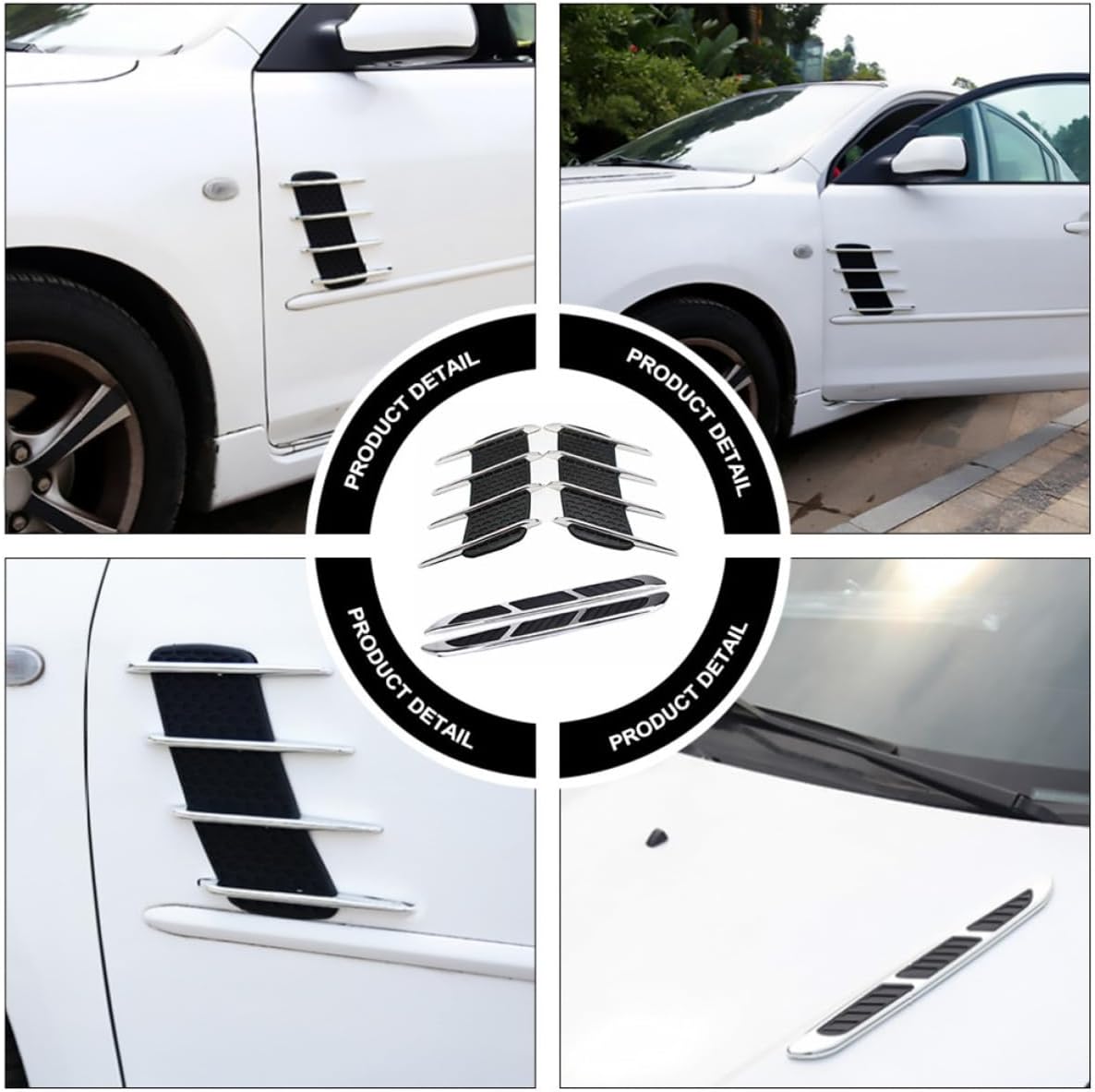 2 Pairs ABS Shark Gills Hood Vent Decor for Car Refit Custom Look