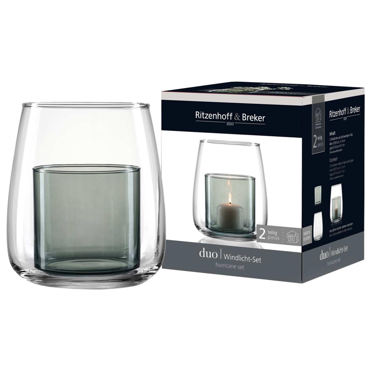 Ritzenhoff & Breker Duo Windlicht 18 cm Smoke