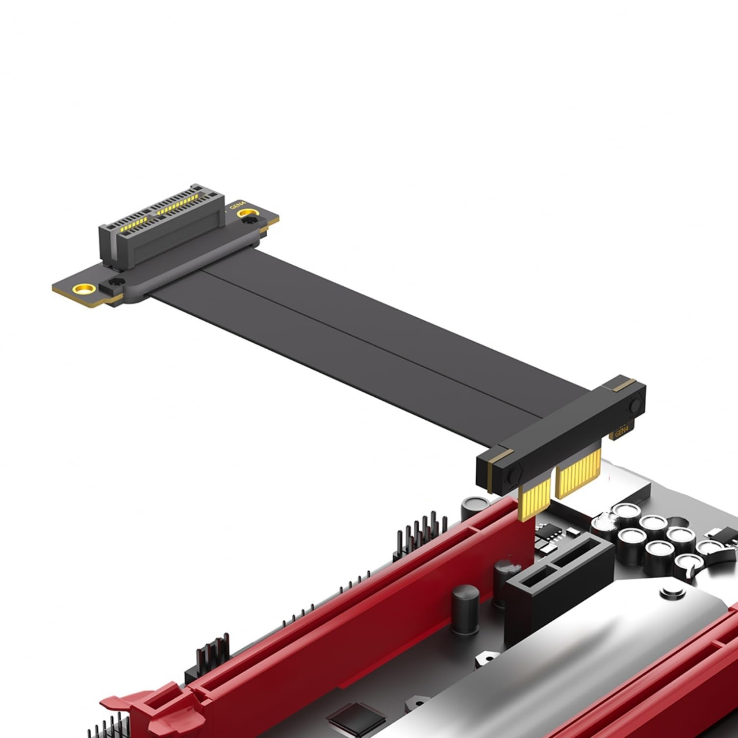 KAGAUOAS PCIe 4.0 X1 Riser Express Cable, 10cm, 90Degree Dual Right Angle, for PCIe M.2, Firewire, USB, Sound Card etc Extension Cable