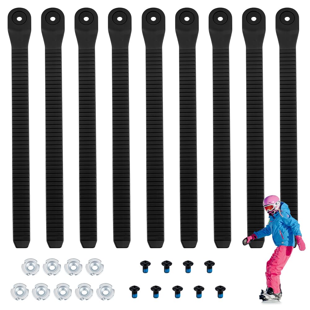 NBEADS 9 STK. Snowboard Bindung Riemen, 20.8x2.1cm Schwarze Elastische Strap-in-Bindungsriemen Snowboard Leiterriemen für Schuhe Bindungen Zubehör Ersatz