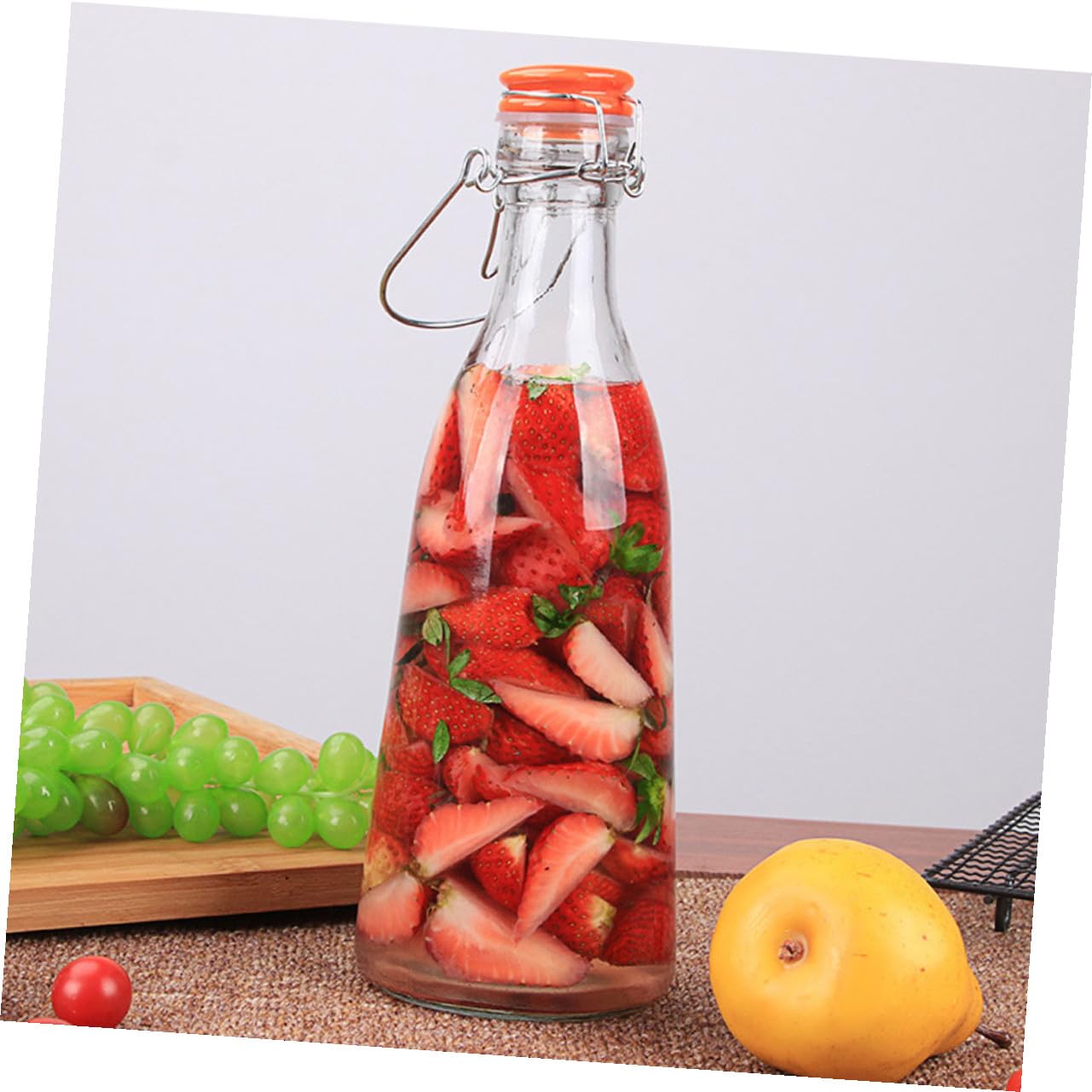 Bottiglia Ermetica in Vetro con Chiusura Scatto per Infusi e Bevande Pratica per Fermentazione e Uso in Cucina Antiperdite e Versatile per Birra Succhi e Acqua