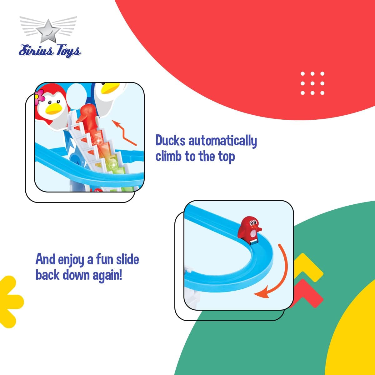 TEC TAVAKKAL Penguins Slide Toy Set, Funny Automatic Stair-Climbing Penguins Cartoon Race Track Set Little Lovely Penguins Slide Toy Escalator Toy with Lights and Music (Penguins Track Set) - Image 3 thumbnail