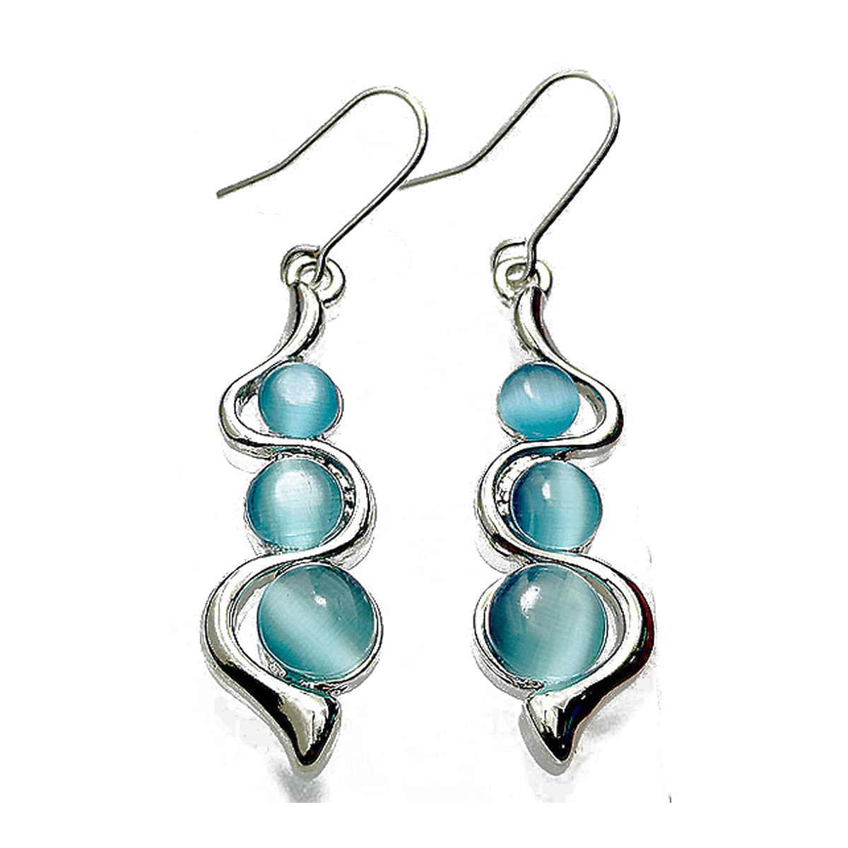 Caiyao Earrings for Women Ladies Creative Curve Line Fashion Personalized Cat Eye Gem Wavy Jewelry Gifts