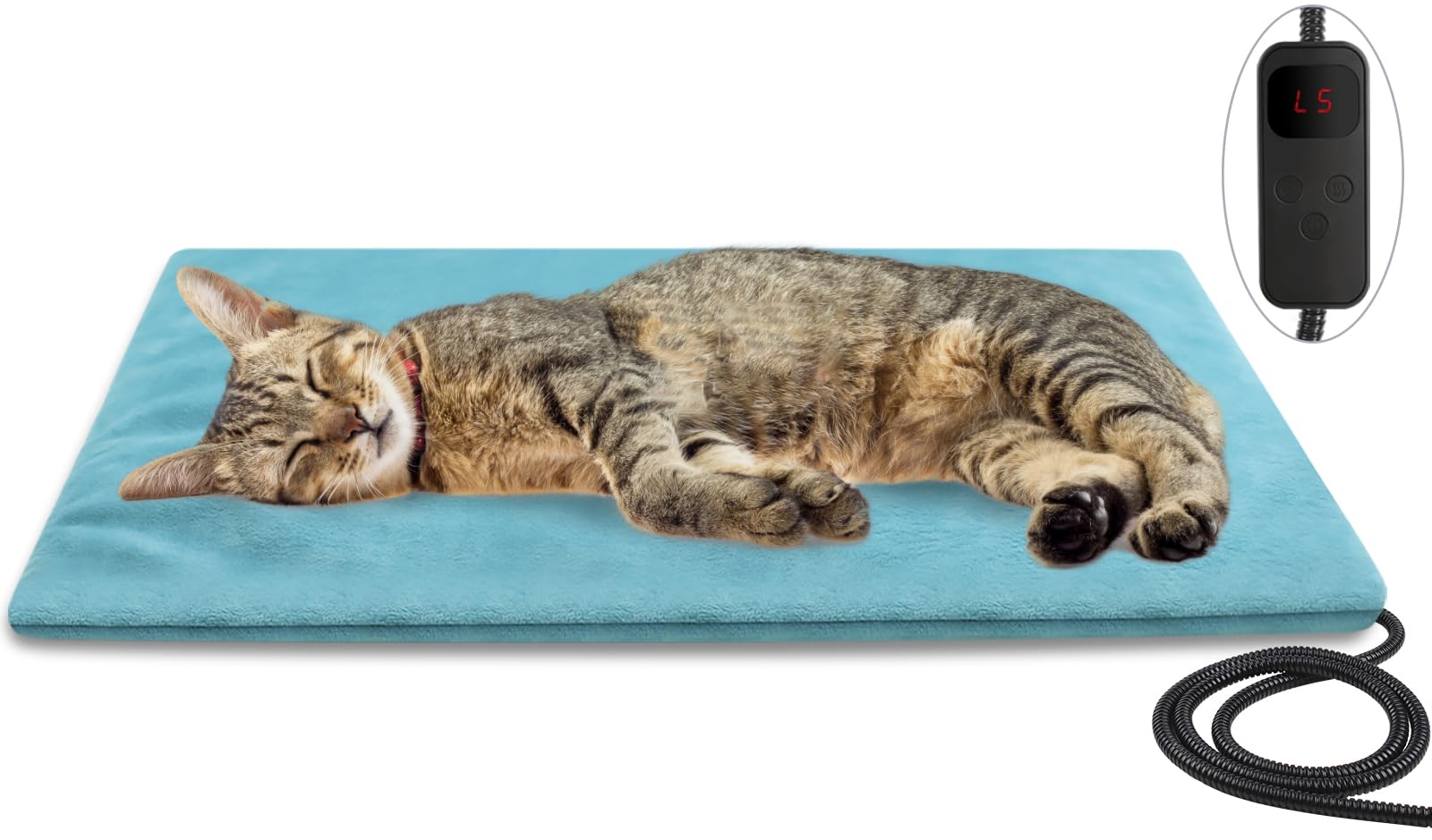 Amazon.com : Outdoor Waterproof Pet Heating Pad for Cats Dogs with 6  Adjustable Temperature u0026 Timer, Indoor Electric Heated Cat Bed Pad with  Chew Resistant Cord, Warm Heater Mat for Puppy Newborn