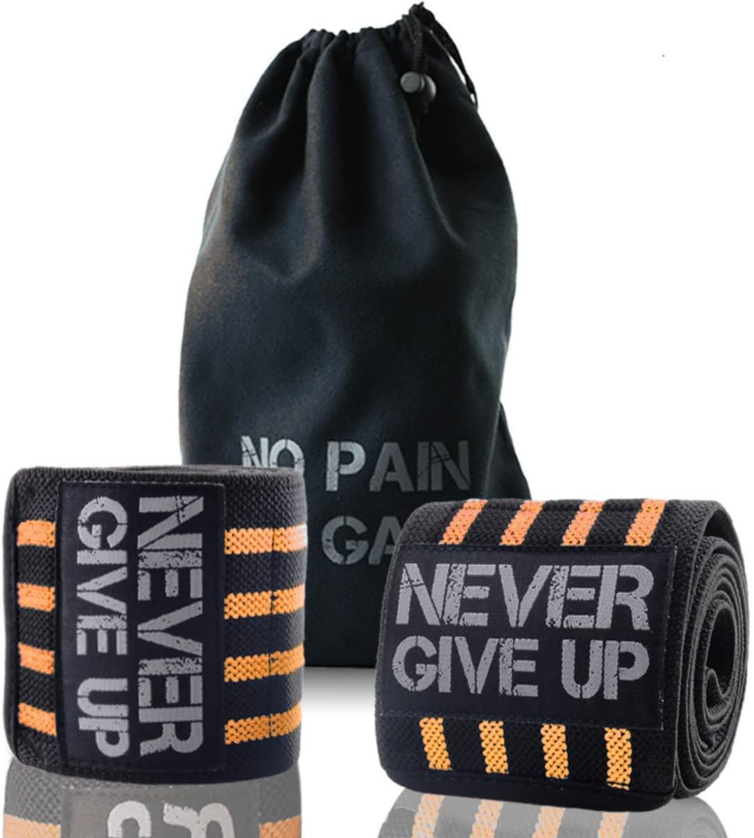 Professional 40" Elbow Wrist Wraps Pair of Elbow Support Brace for Weight Lifting, Chin Up One Pair with Carry Bag (Orange)