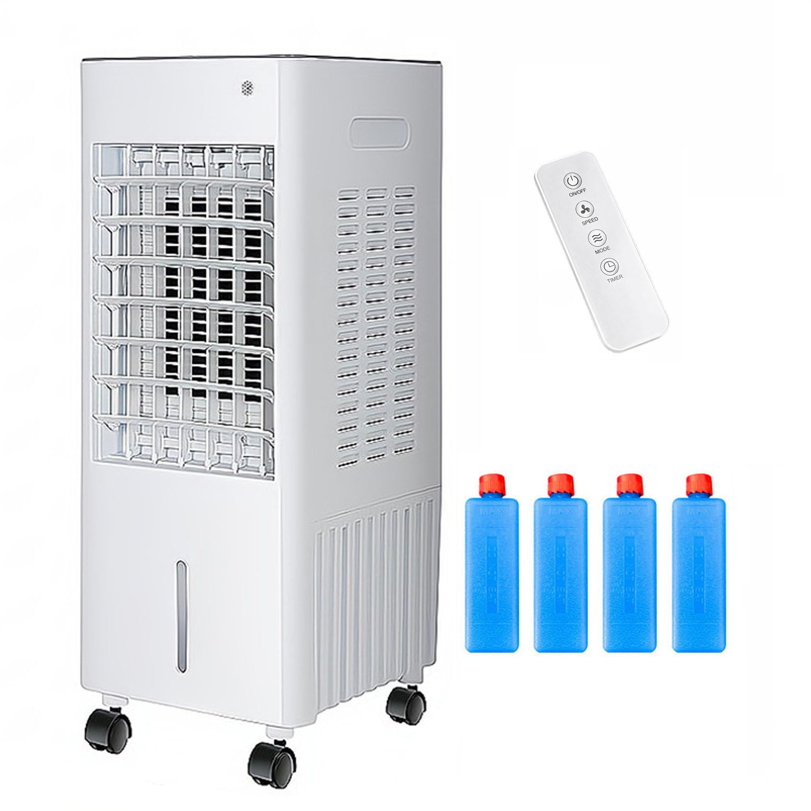Raffrescatore d'aria evaporativo portatile 4 in 1 con telecomando, serbatoio dell'acqua da 12 litri, ideale per camera da letto, 4 modalità, 3 velocità del vento, timer da 7,5 ore, serbatoio dell'acq