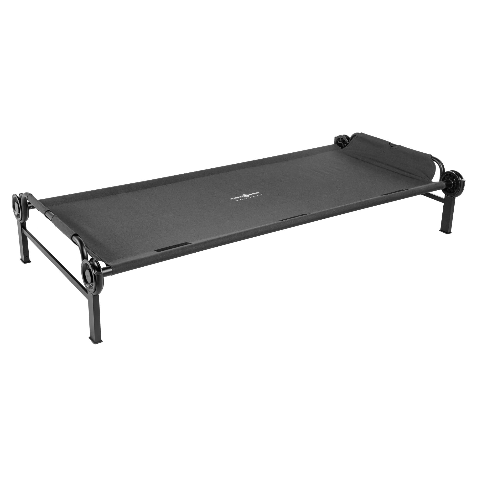Disc-O-Bed XL Outdoor Modular 1 Person Single Camping Cot Portable Bed with 2 Height Options for Adults, Sleep Solution for Tents, Black