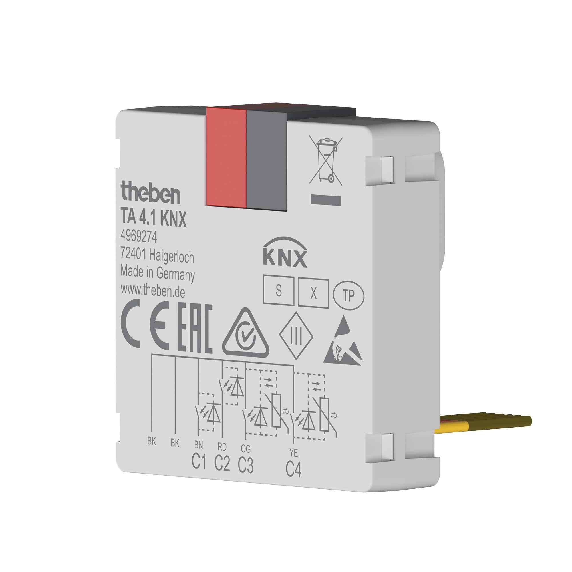 Theben 4969274 TA 4.1 KNX interface pour boutons-poussoirs 4 entrées