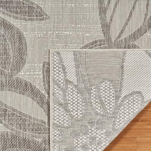Gertmenian Indoor Outdoor Casual Area Rug - 5x7 Standard, Fade Resistant, Ideal for High Traffic in Living Room, Bedroom, Patio - Woodbury Floral, Gray, 28817