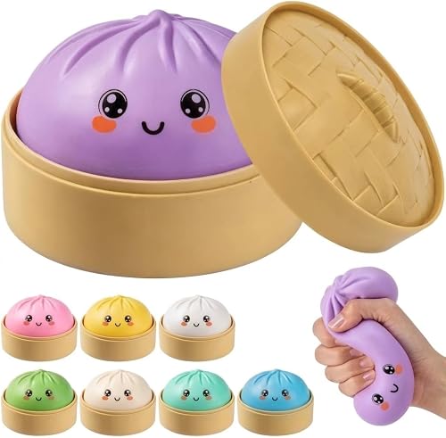 Multicolor Mystery Squeezy Dumpling Fidget Toy with Steamer Box | Stretchy and Lightweight and compact structure