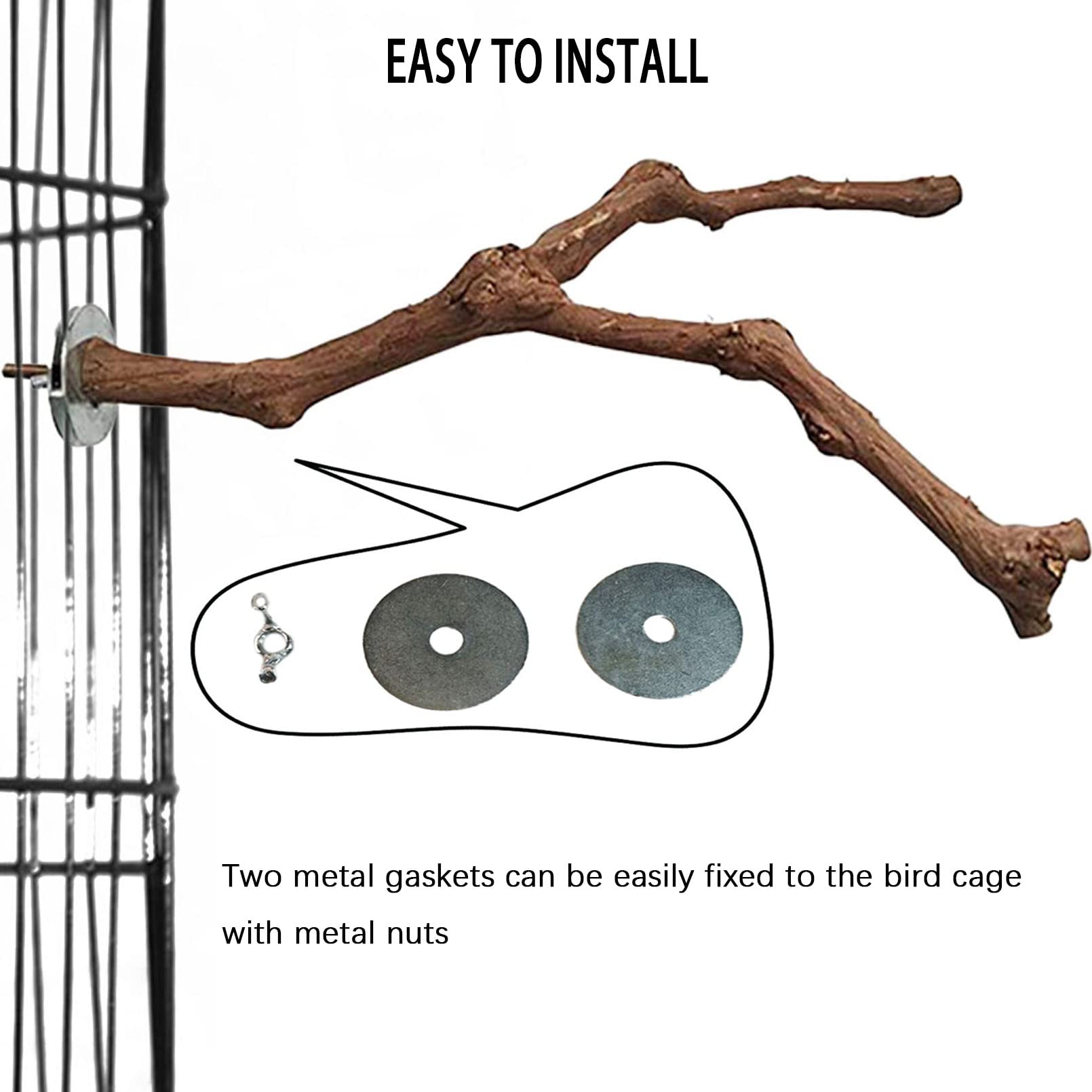 PINVNBY Percas para loros, soporte natural para pájaros, palo de uva salvaje, accesorios de jaula de madera y juguete para periquitos, tortolitos, periquitos, cacatúas y pinzones