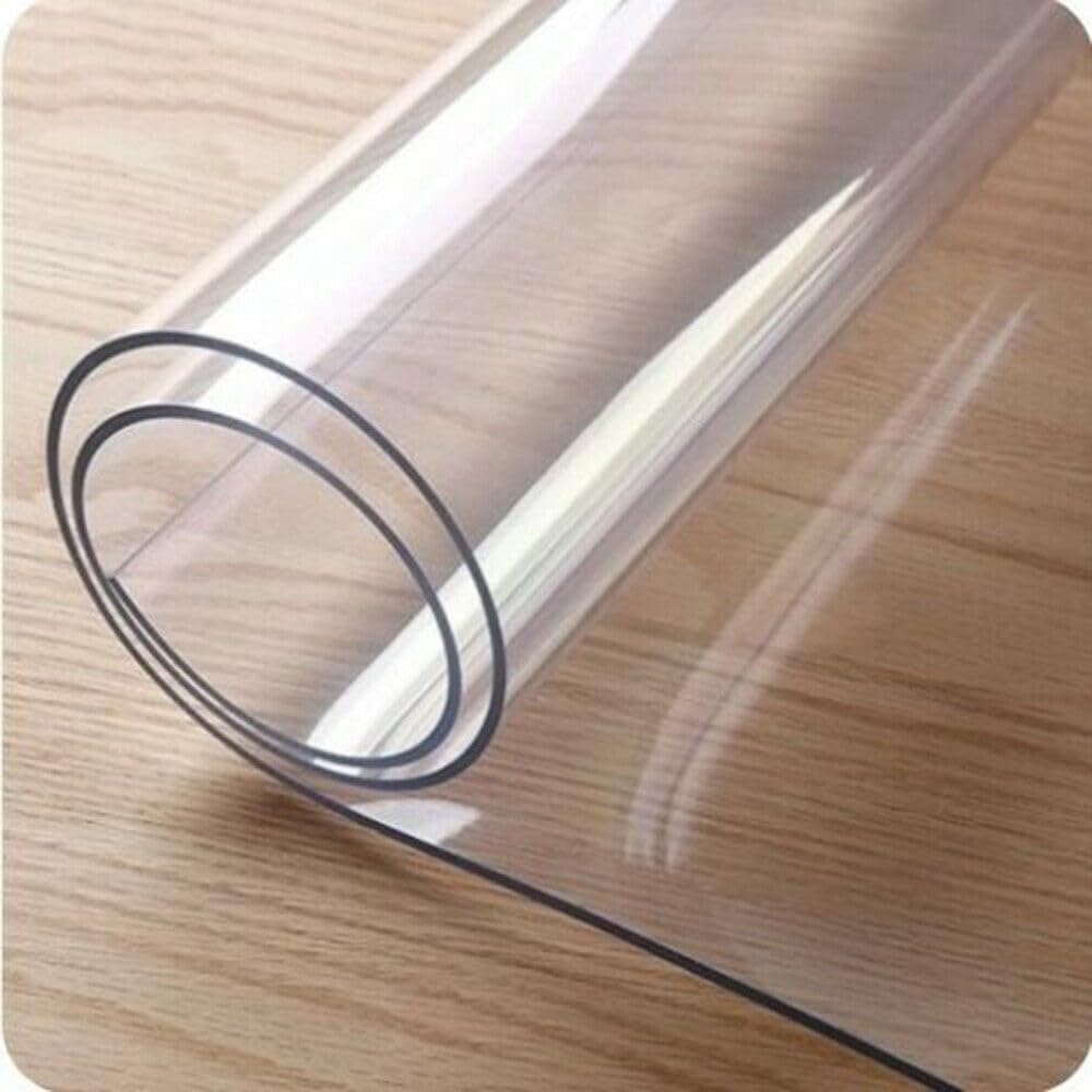 BIT.FLY Clear Table Protector PVC Waterproof Table Cover 100x 180cm Transparent Table Cover Can be Used for Wooden Tables Glass Tables Marble Tables