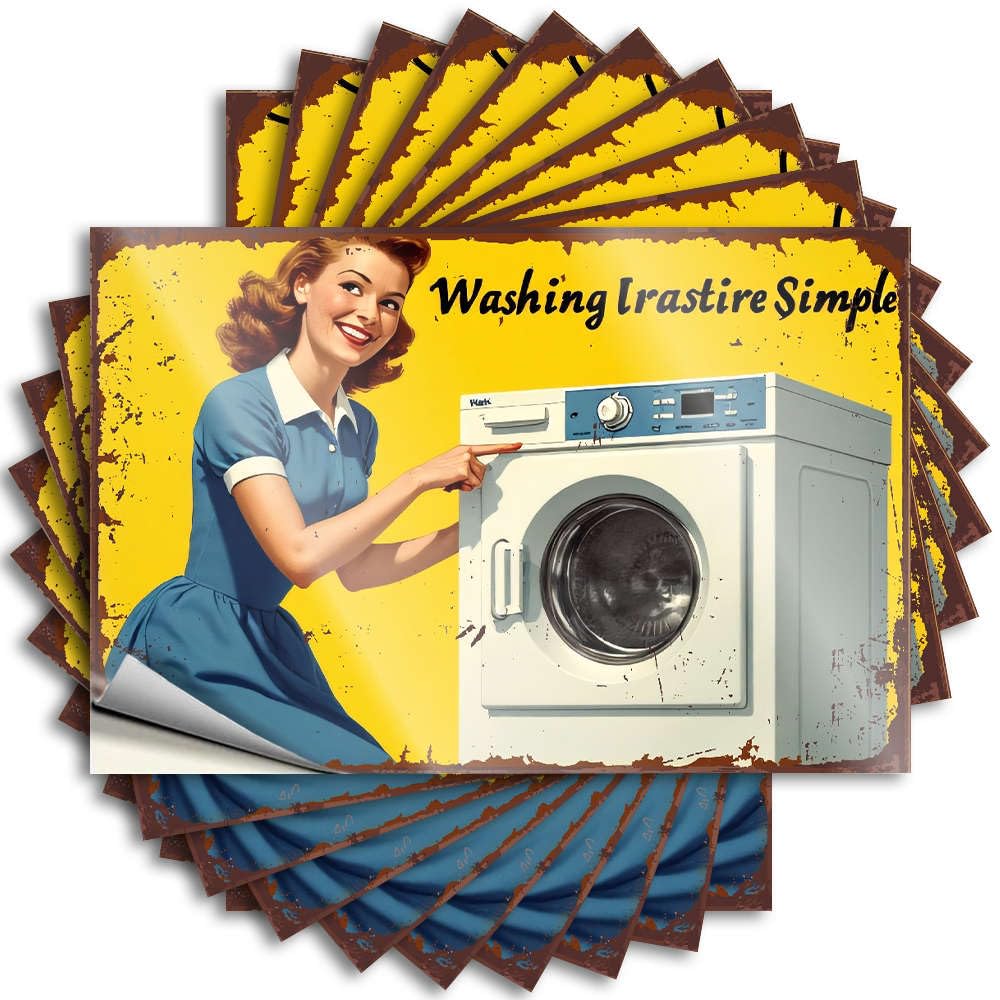 Saying Outdoor Porch Decor Easy Apply | Easy Laundry with Our Washer! Cute Water Peel and Stick(12X18CM)