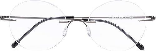 Miniatura 1 de CessBlu Gafas de lectura sin montura redondas para hombres y mujeres, plomizo