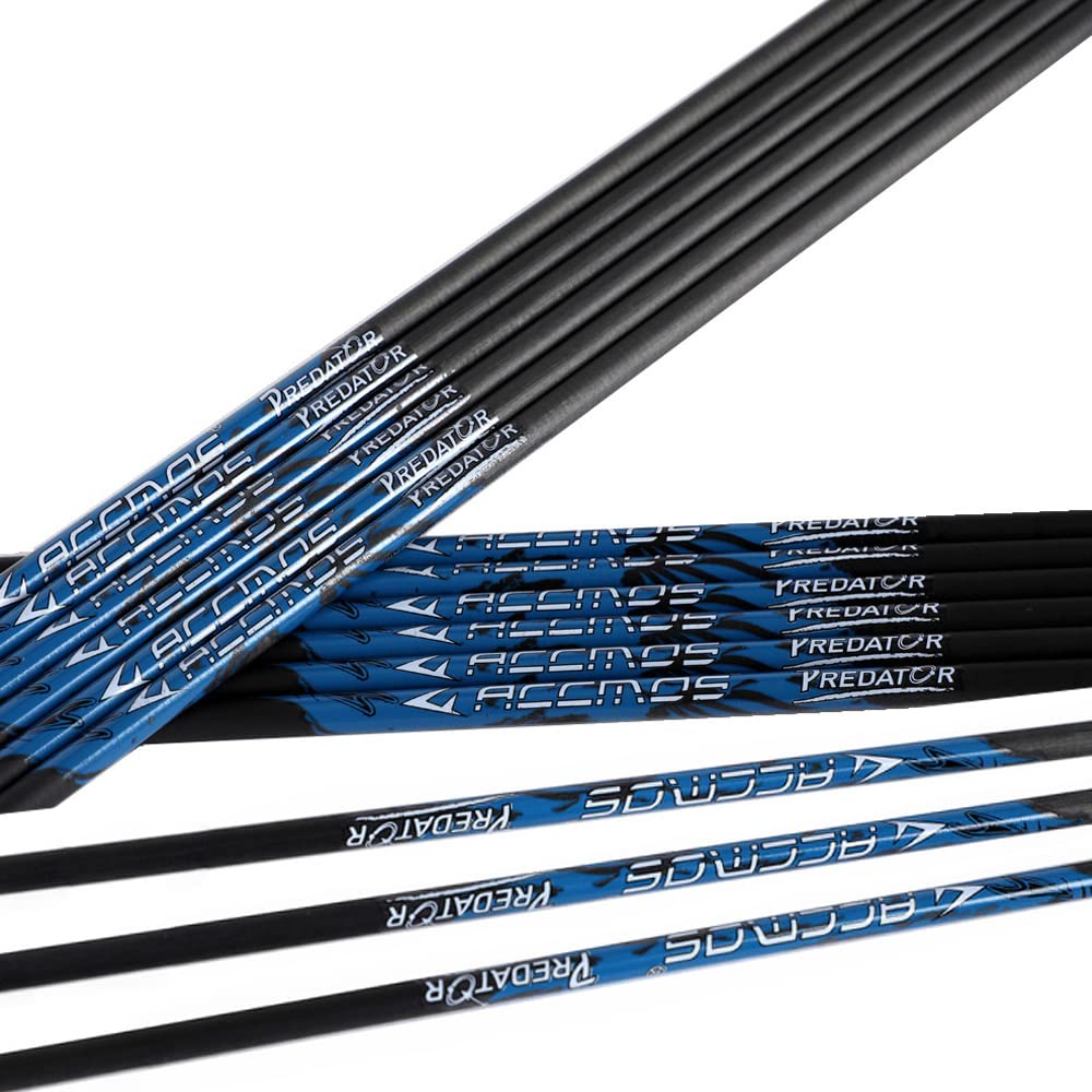ACCMOS Tiro con L'Arco ID 4,2 mm Spine 300 350 400 500 600 700 800 900 1000 Freccia in Puro Carbonio, per Arco e Freccia Caccia e Pratica di Tiro Fai da Te Freccia 12 Pezzi