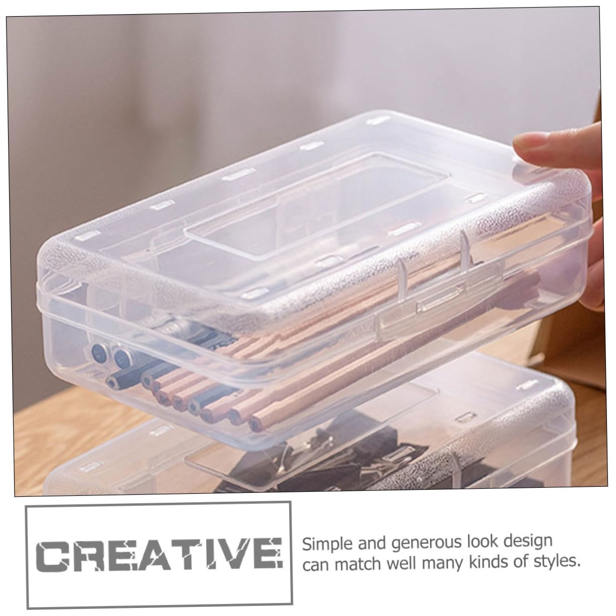 Hohopeti 6piezas Caja De Almacenamiento Transparente De Plástico Organizador De Material Escolar Contenedor Apilable para Lápices y Utensilios De Escritura para Estudiantes y Profesores