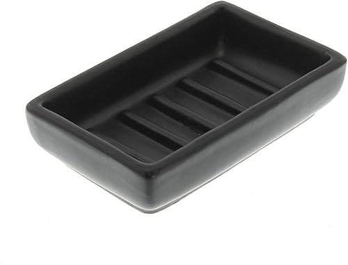 MY SWANKY HOME Jabonera de cerámica negra mate Cuarto de baño de lujo minimalista moderno