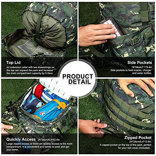 image for Mardingtop 65L/65+10L Molle Hiking Internal Frame Backpacks with Rain 