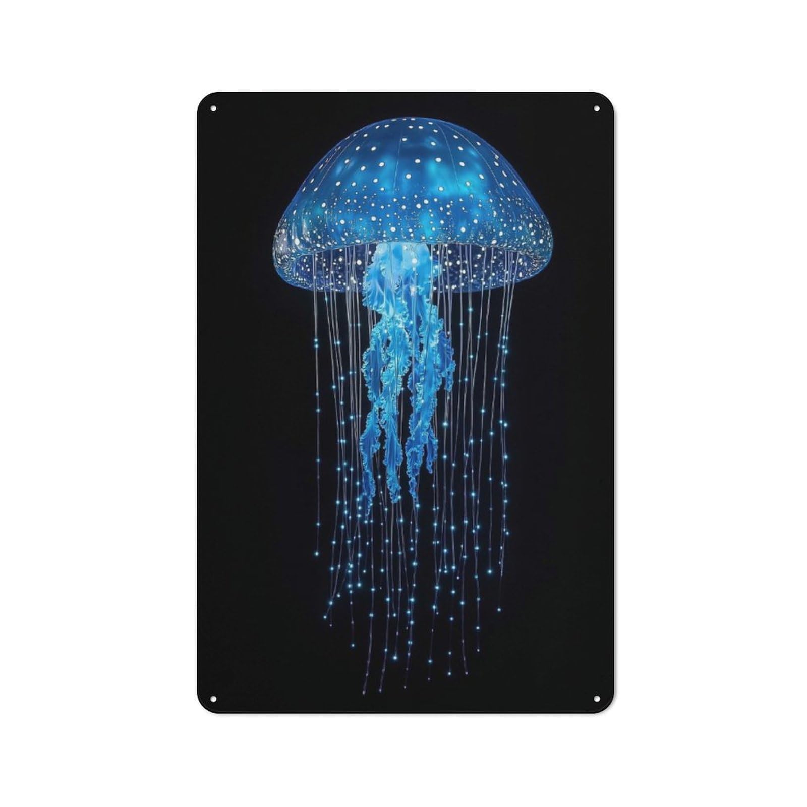 Junmoney Style-11 Blue Jellyfish Tentacles Retro Tin Sign 30X20cm For Café Or Restaurant, Housewarming Wall Decor For People Furnishing Café And Restaurant