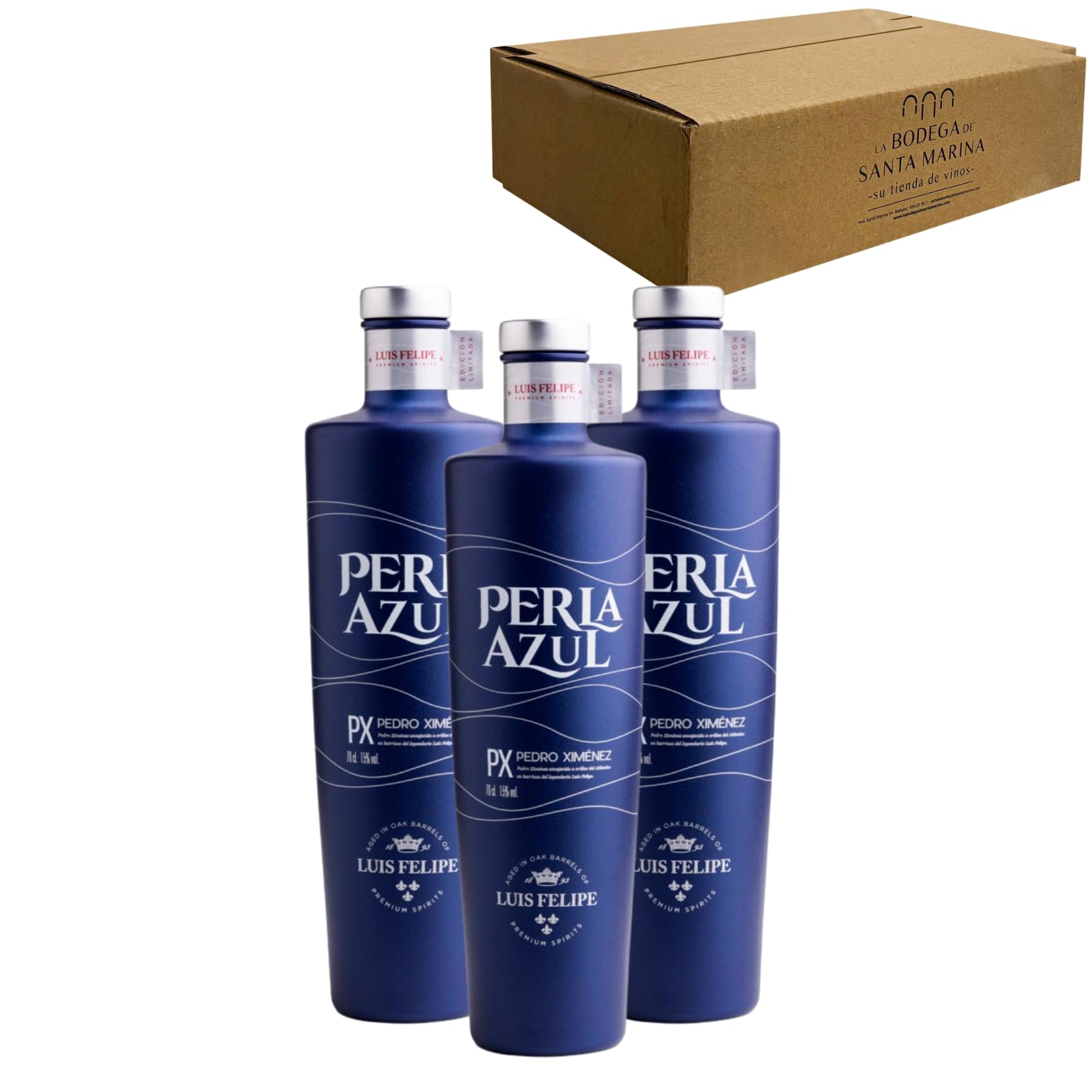 Perla Azul PX Luis Felipe - Celebra los momentos especiales con el licor perfecto Pack 3-70cl