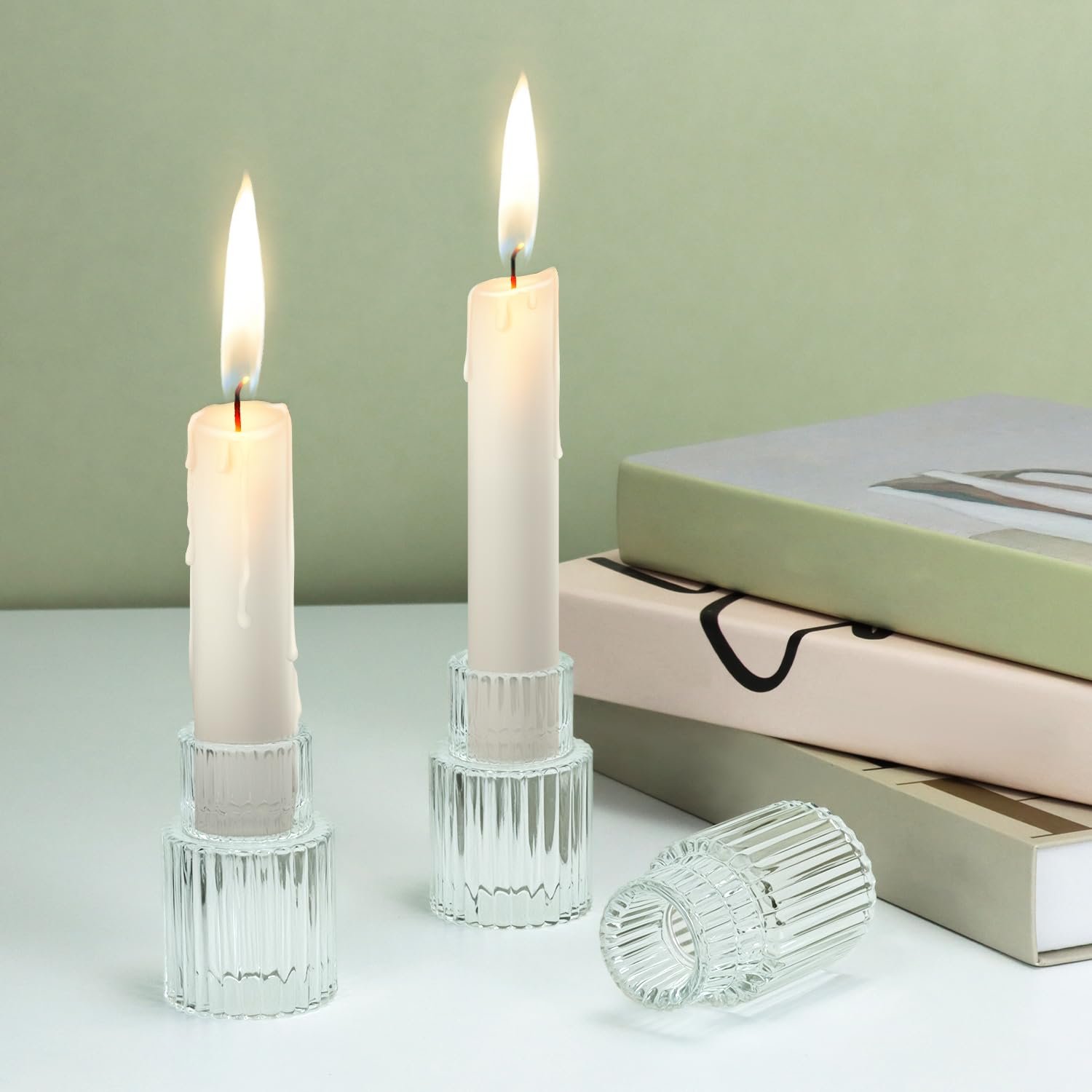 QWORK® 20 Pezzi porta candela in vetro, portacandele per tealight 6 cm, per matrimoni, feste, decorazioni per la casa