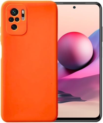 Compatible con Xiaomi Redmi Note 10 o Note 10S Soft Liquid Silicone Gel Celular Mobile Basic Back Case Cover (naranja)